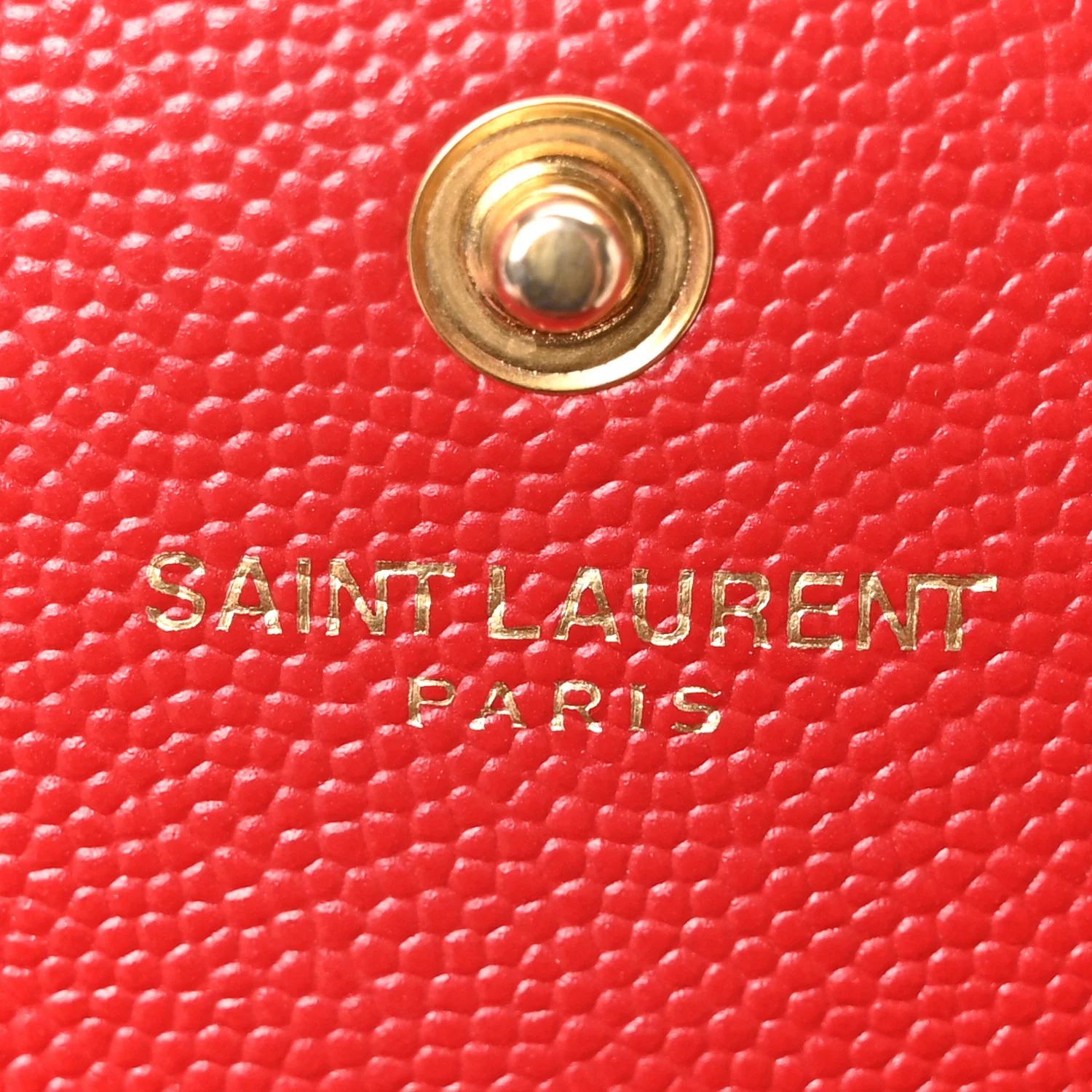 Grain De Poudre Matelasse Chevron Monogram Chain Wallet Red