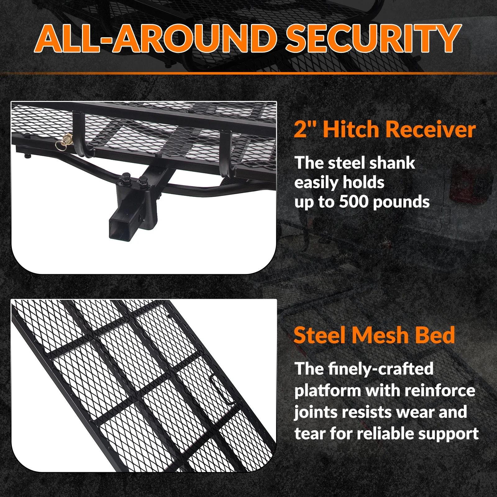 Hitch-Mounted Cargo Carrier with Mobility Ramp for Disability Medical Rack Wheelchair Scooter Lawn Mower Snow Blower Hauler 500lb Capacity Basket-Style - Image 5