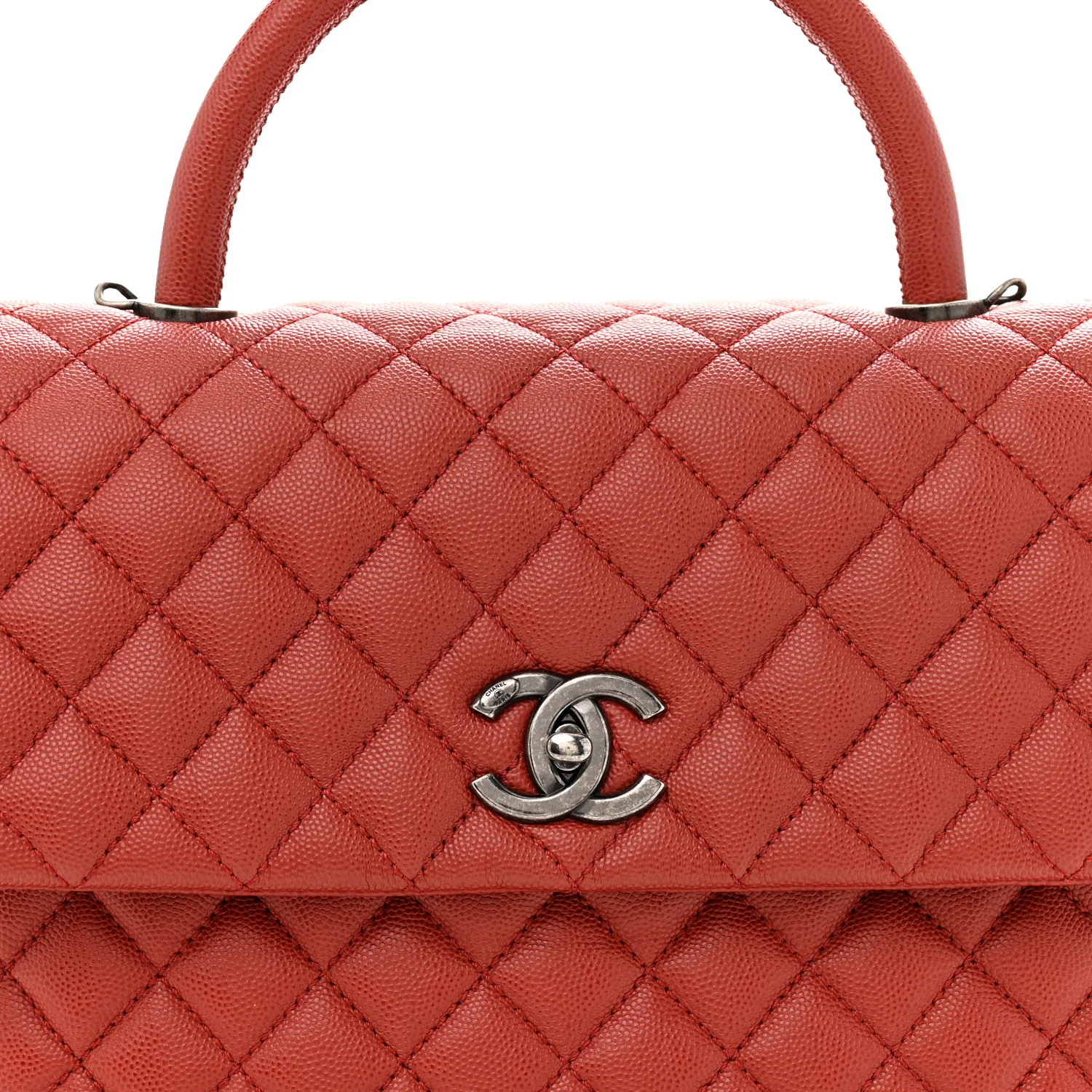 Caviar Quilted Medium Coco Handle Flap Dark Red