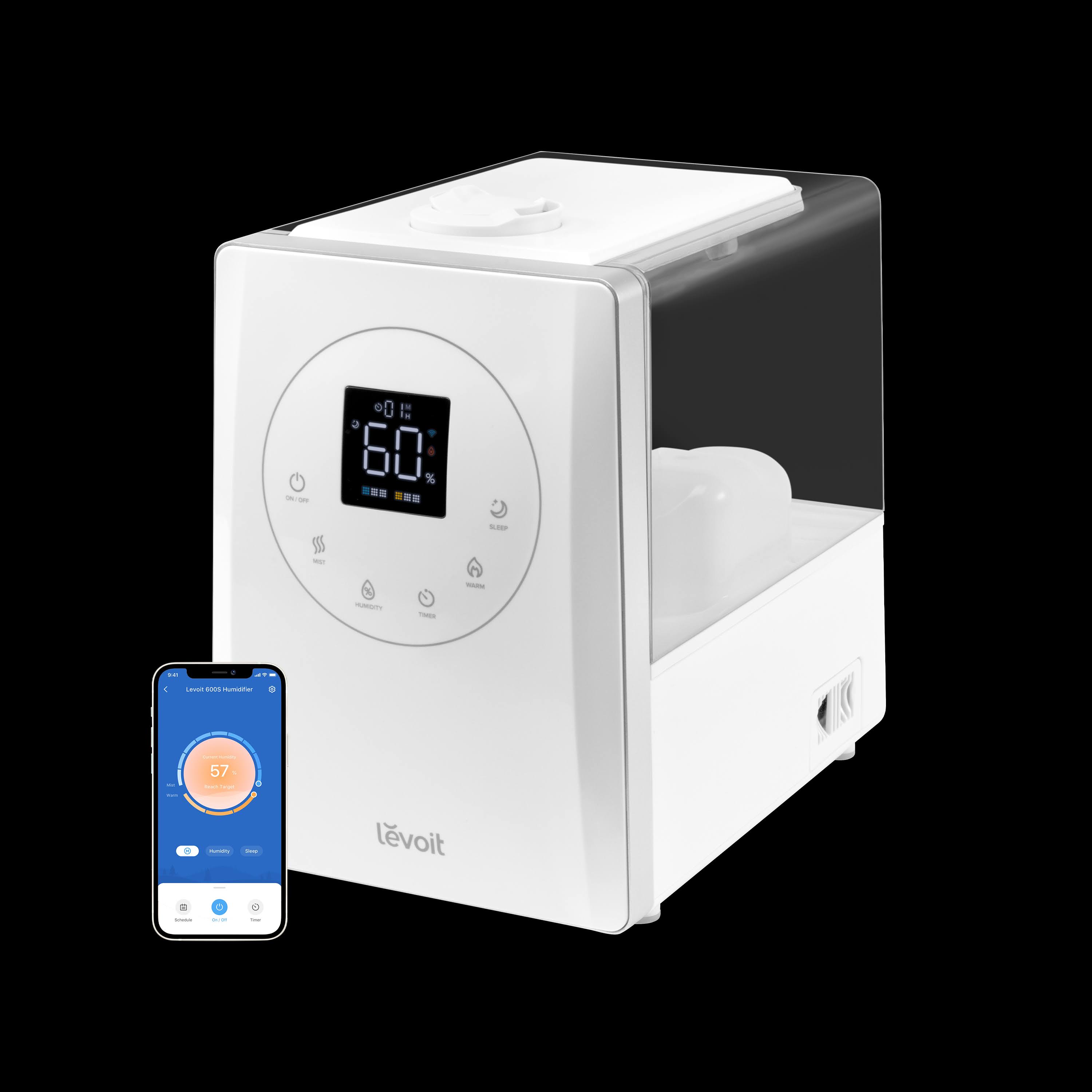 Levoit Smart Humidifiers for Bedroom Large Room , 6L Top Fill Warm and Cool Mist for Home and Plants , Air Vaporizer for Whole House