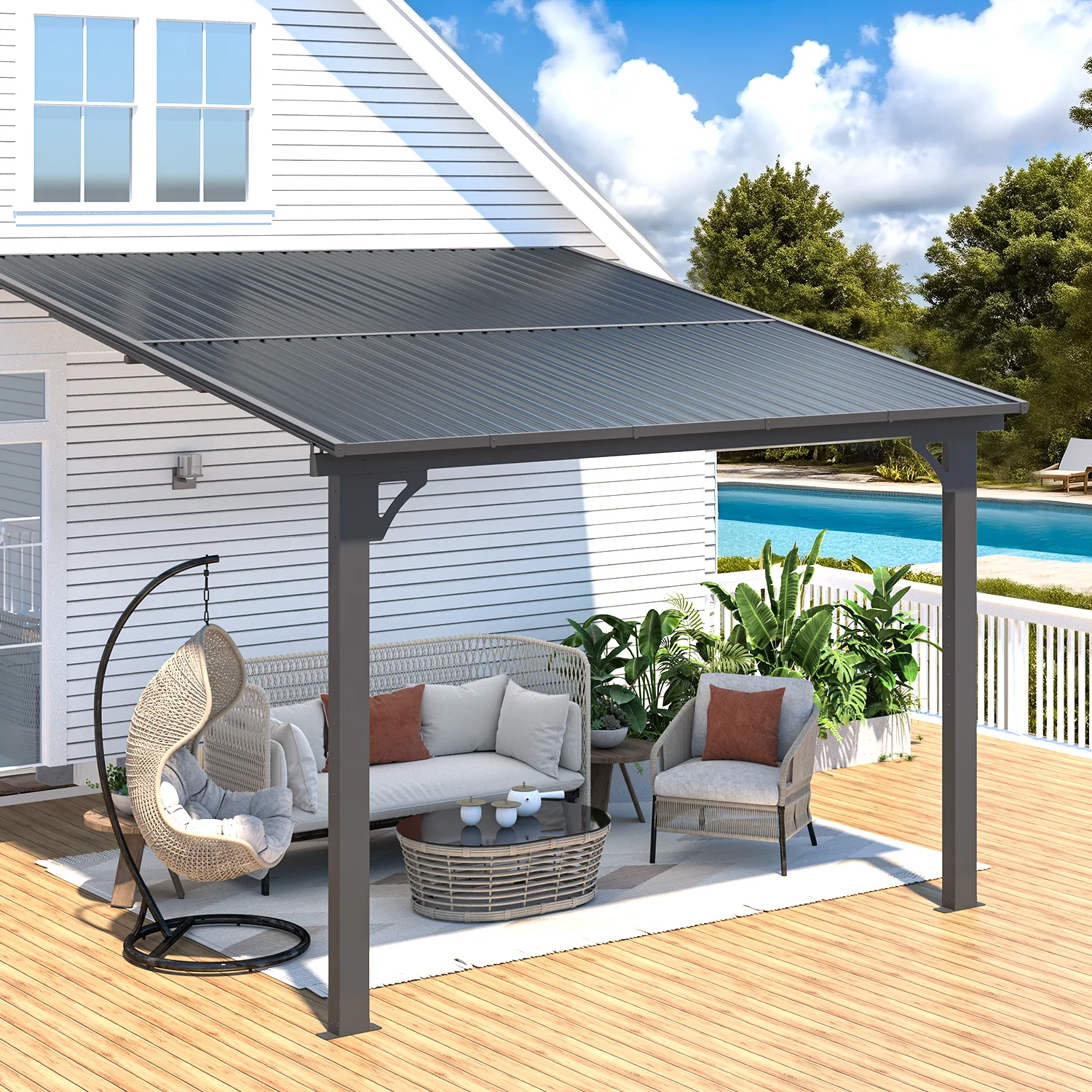AECOJOY 10x10 Outdoor Hardtop Gazebo Adjustable Height (6.5-9.8Ft) Pergola for Patio