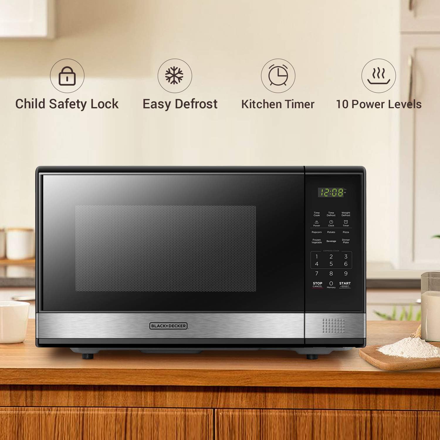 BLACK+DECKER Microwave Oven Countertop, 1.1 Cu.Ft, 1000W, Stainless Steel
