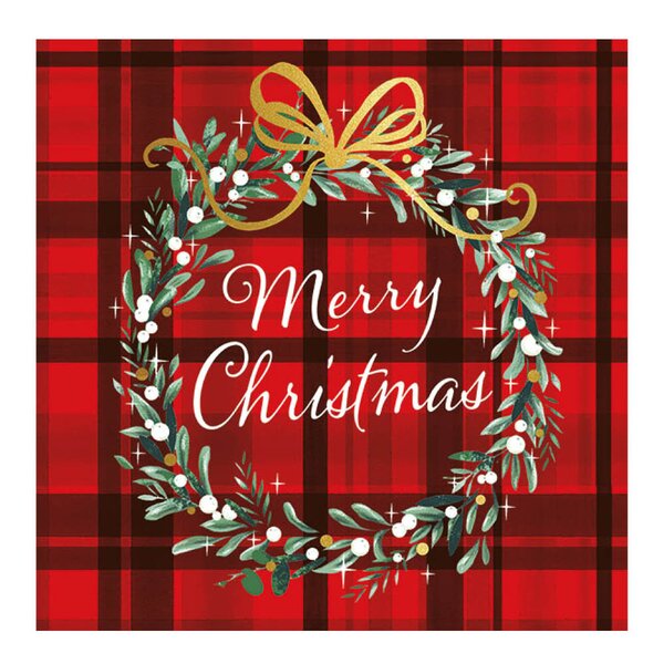 Serviett 33x33 cm 20 stk Christmas Plaid Red
