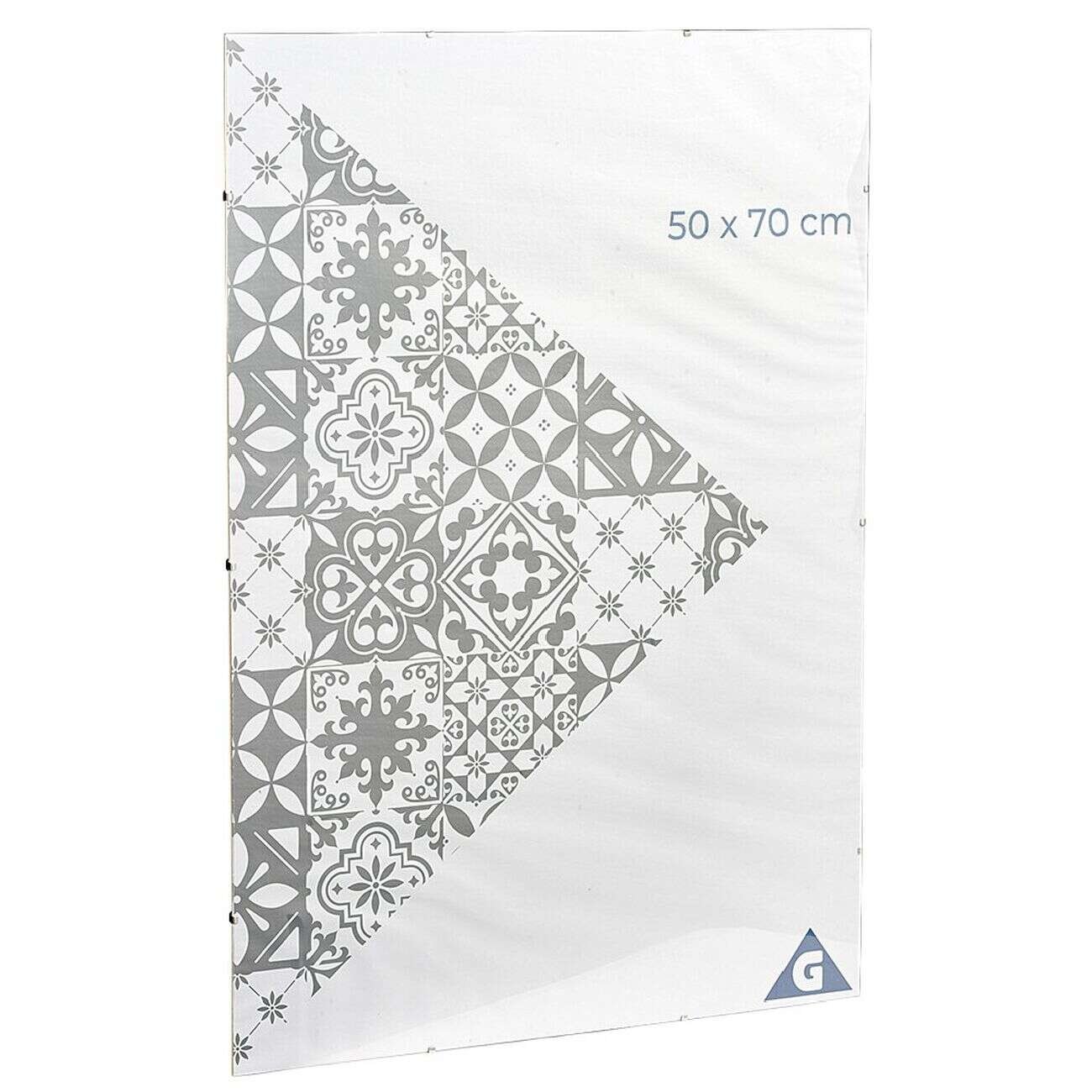 Cadre sous verre contour argenté 50 x 70 cm