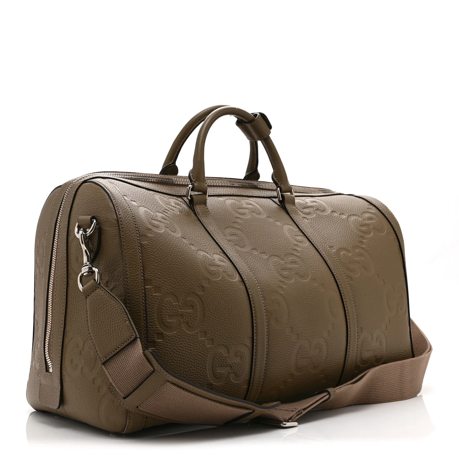 Piuma Calfskin Jumbo GG Embossed Large Duffle Bag Good Taupe