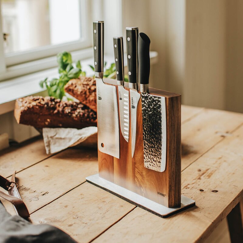 Kira knivstativ med magnet 25x10 cm akasie/rustfritt stål