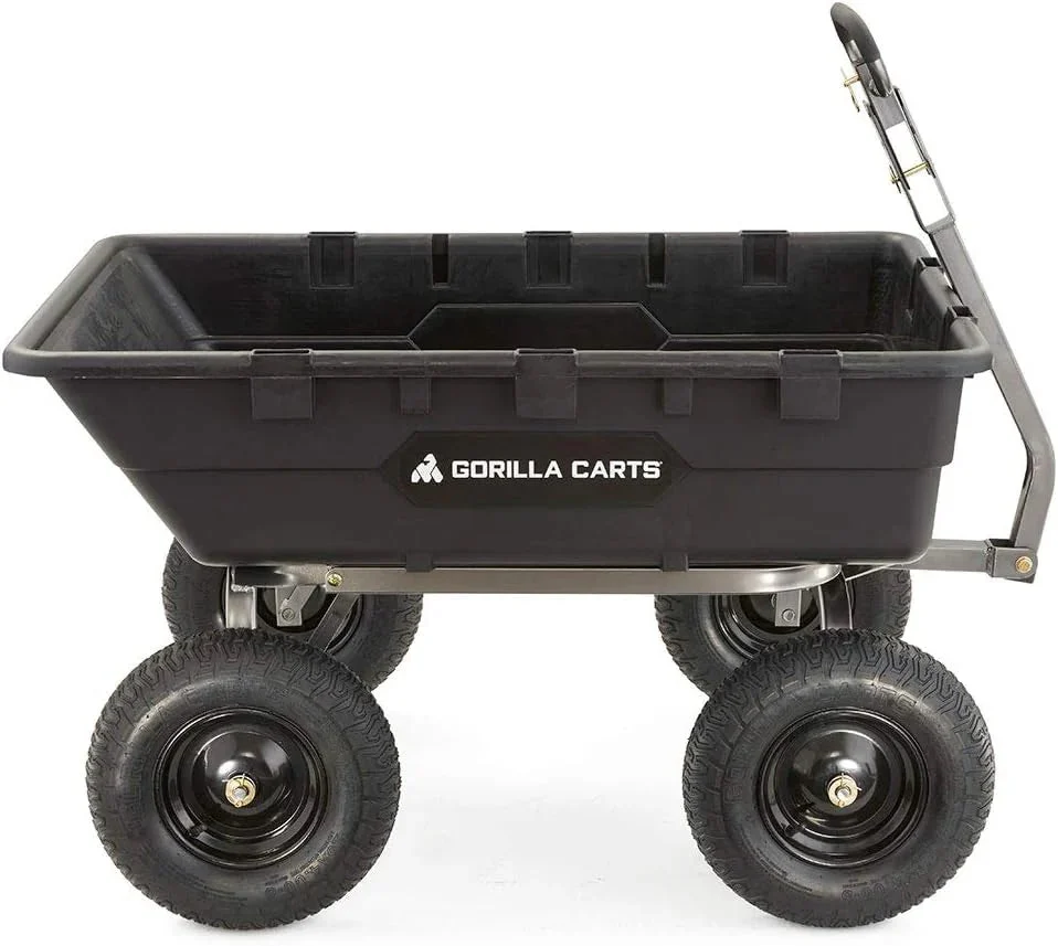 Heavy Duty Poly Utility Dump Wagon Garden Cart W/pneumatic Tires, 6 Cu ft - 1200 lb Capacity Outdoor Wheelbarrow for Yard, Landscaping &…