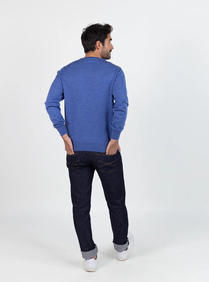 Pull homme en laine bleu élégant