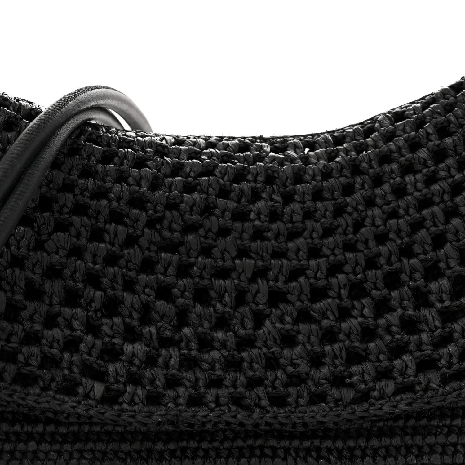Raffia Donut Chain Medium Ola Shoulder Bag Black