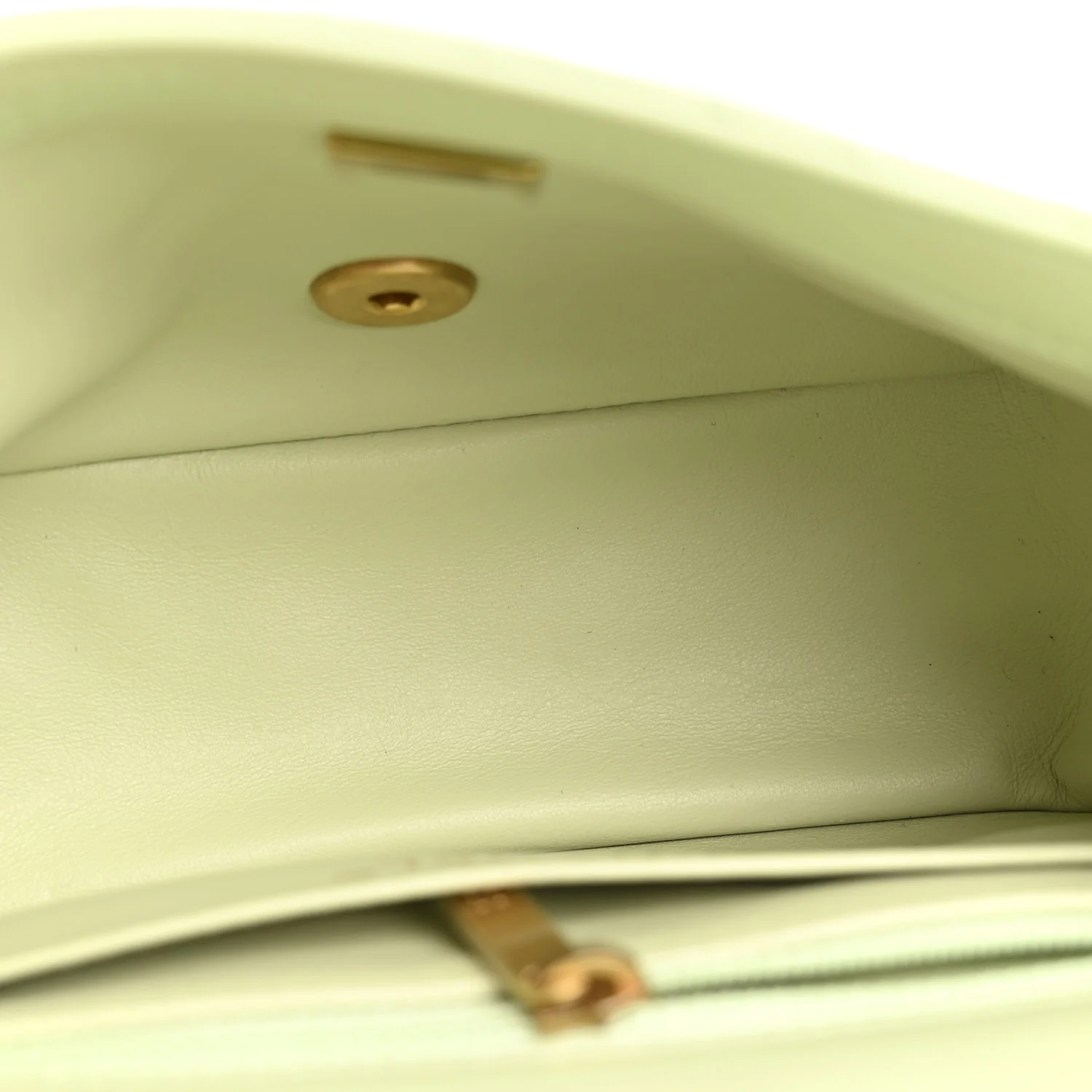 Lambskin Quilted Mini Pearl Crush Flap Light Green