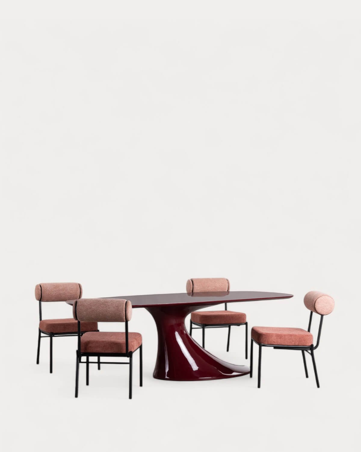 Set Flawas - Elin - Set de Mesa de Comedor Rectangular de Madera (220x100 cm) Cool Flawas y 4 Sillas de Tela Elin