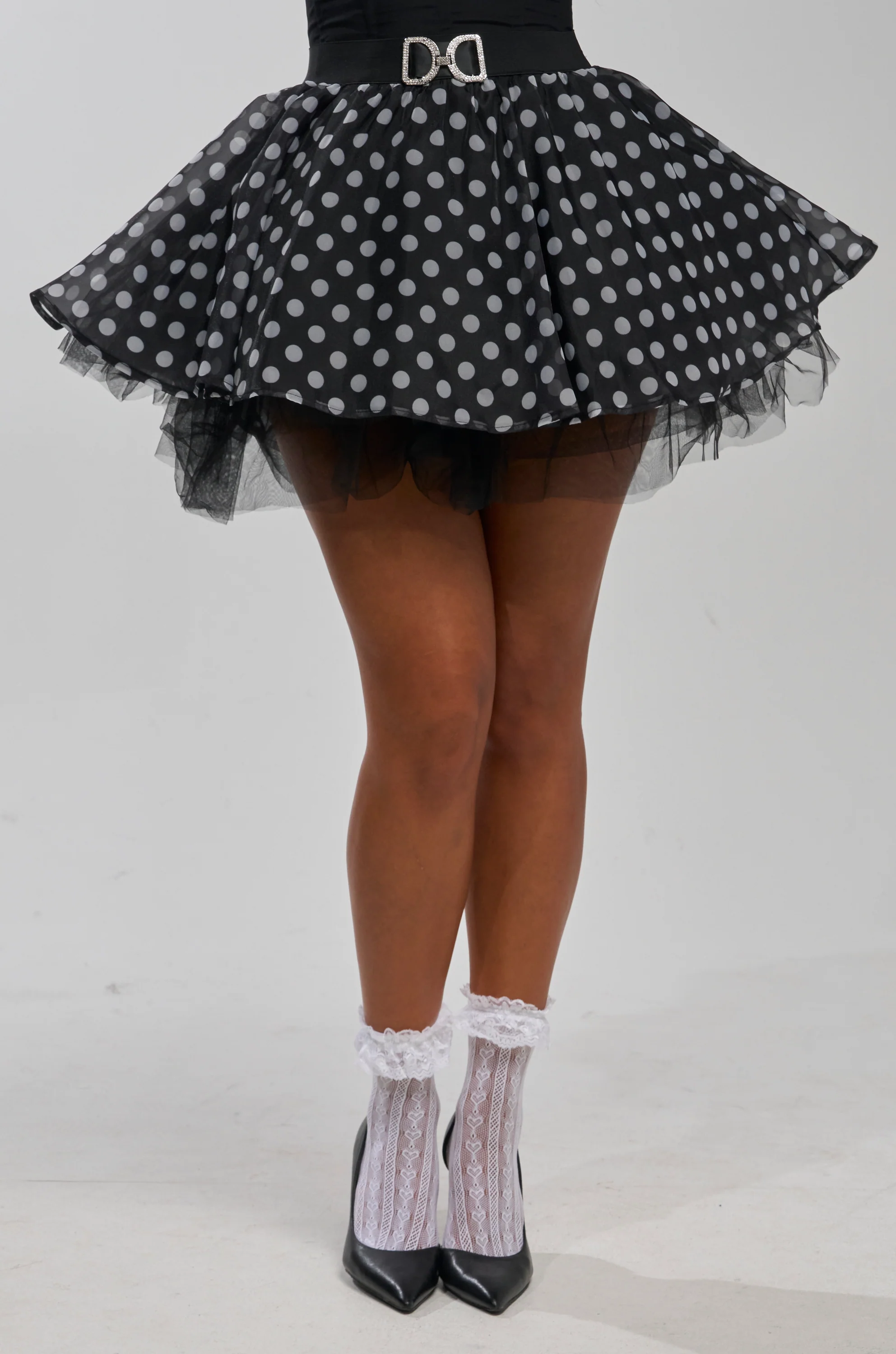 EXTREME MESH MINI SKIRT IN POLKA DOT - Akira Store