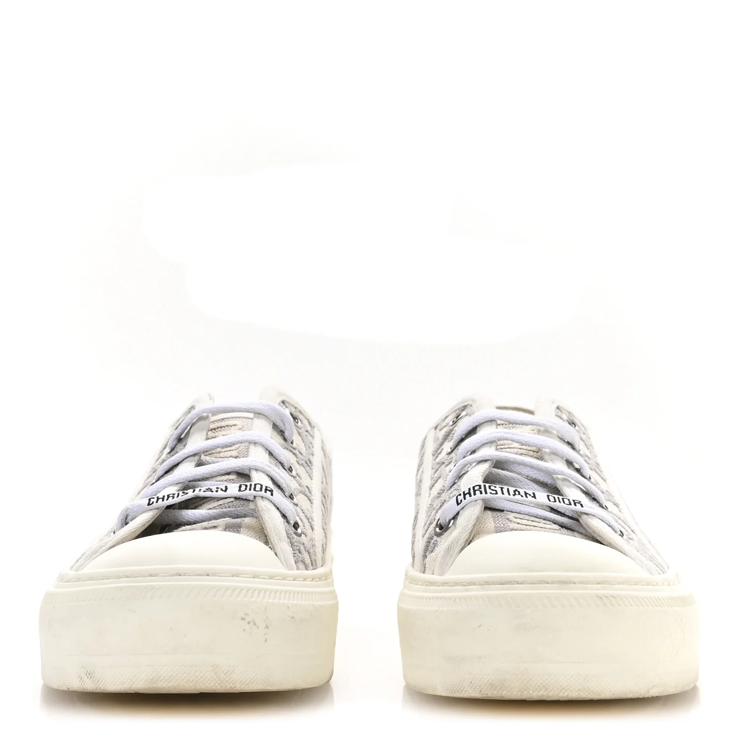 Canvas Oblique Walk'N'Dior Low Top Sneakers 36.5 Grey Stone