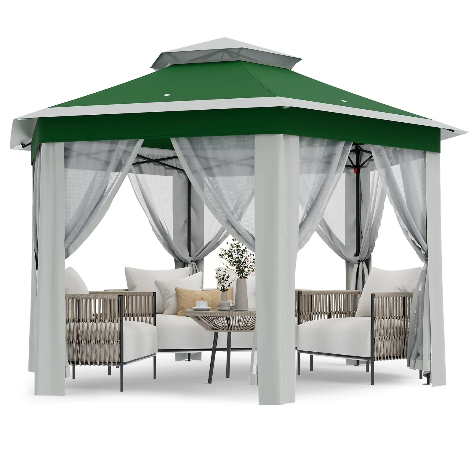 GOGRANT 13x13 Pop Up Gazebo with Mosquito Netting, Outdoor Canopy Tent with Vented Roof & Wheeled Bag for Patio Backyard Camping