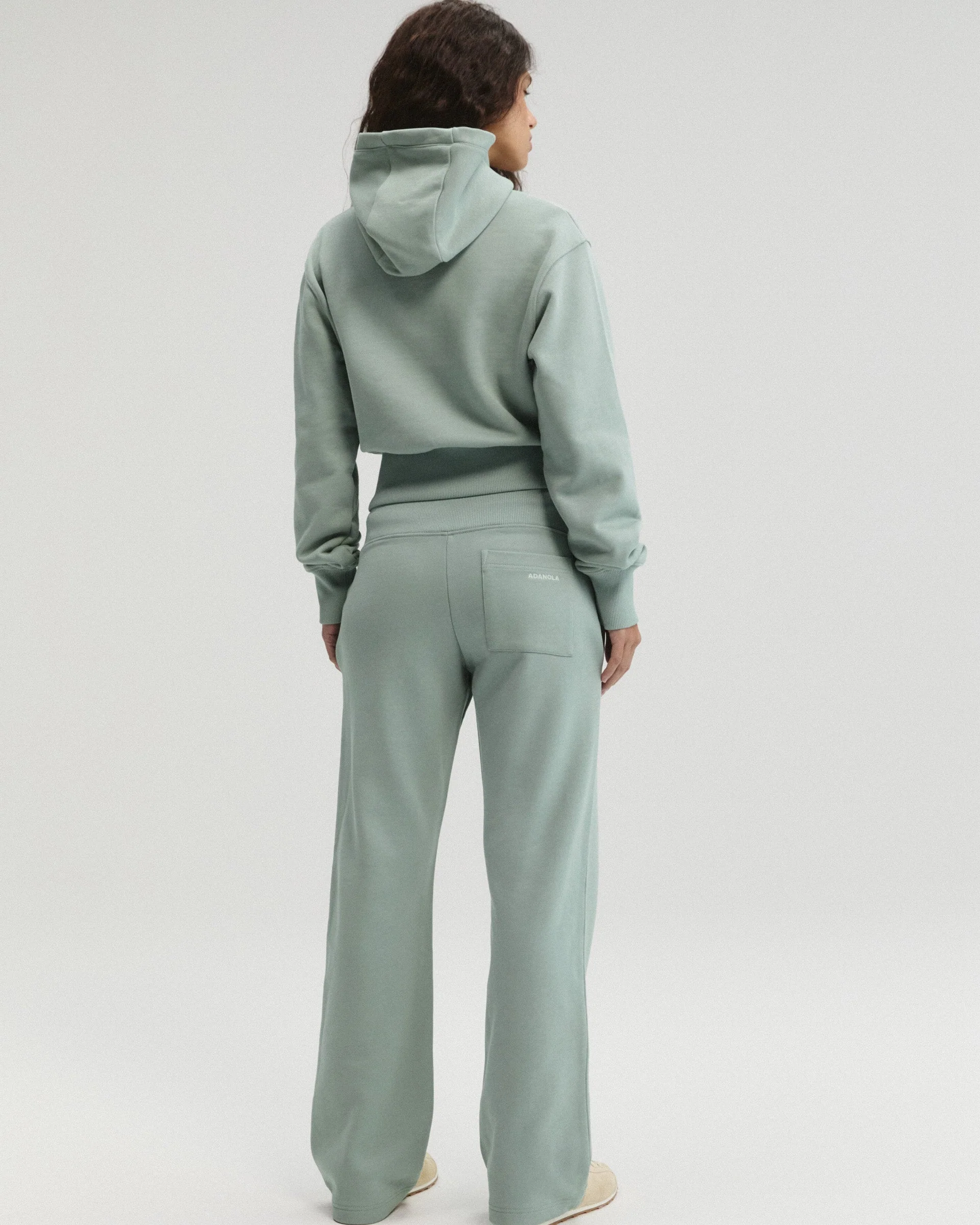 Rib Waist Straight Leg Sweatpants - Cloud Blue