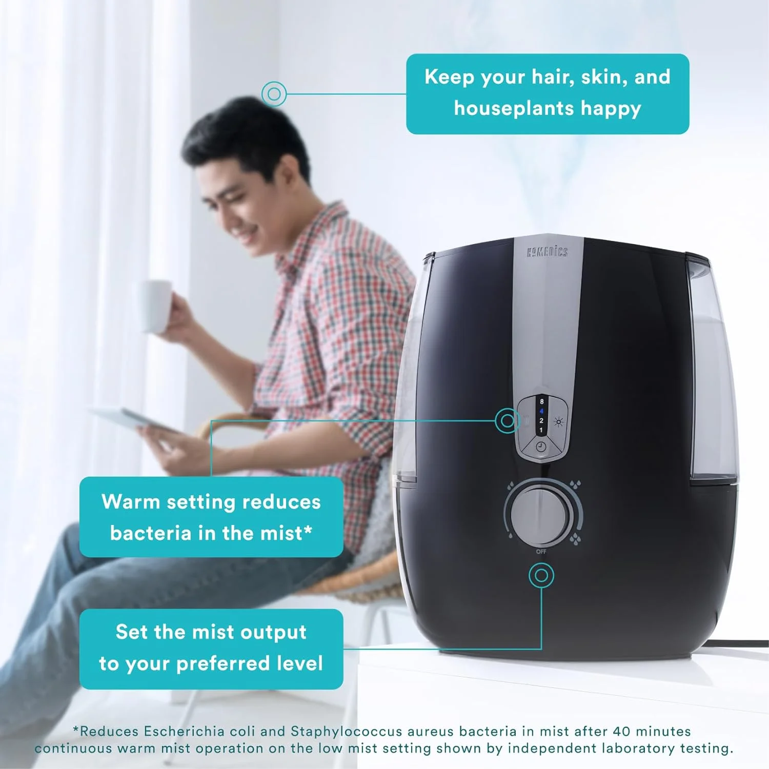 TotalComfort Plus Ultrasonic Air Humidifier, 5.3L Water Tank with Warm and Cool Mist for Home, Office, Nursery, Dorm, Night-Light with Auto Shutoff - Image 5