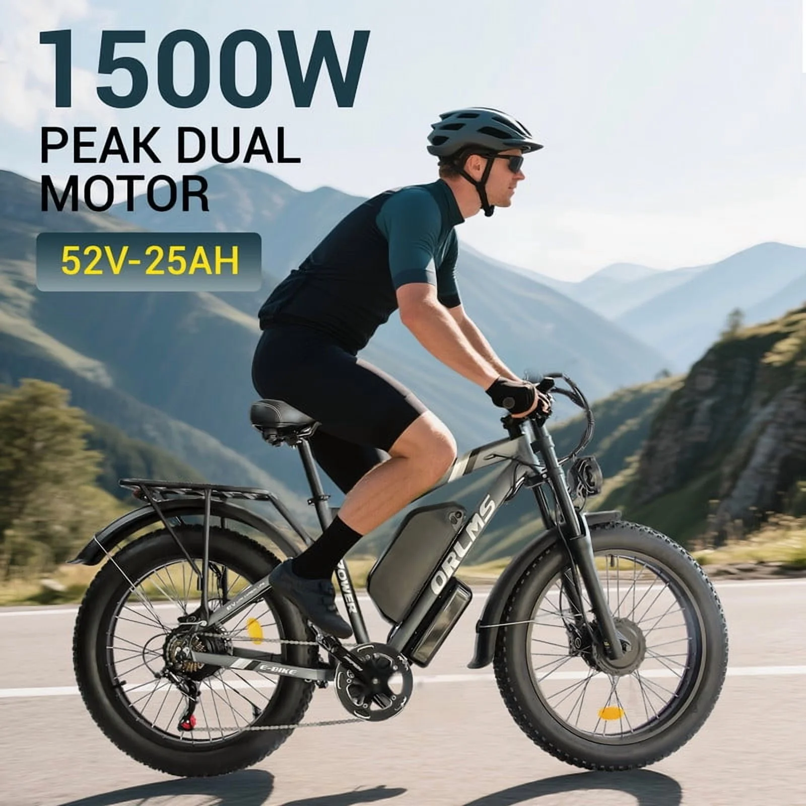 3000W(Peak)Motor 190NM Electric Bike MX500 for Adults,with 52V25Ah Battery e bicycles,24" Fat Tire All-Terrain Electric Bicycle for Adult, Max 37MPH Ebike,7-Speed UL2849(gold) - Image 4