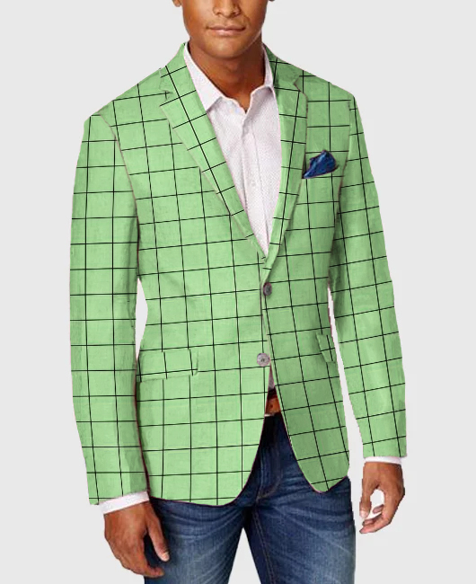 Blazer décontracté à carreaux, revers cranté et deux boutons.
