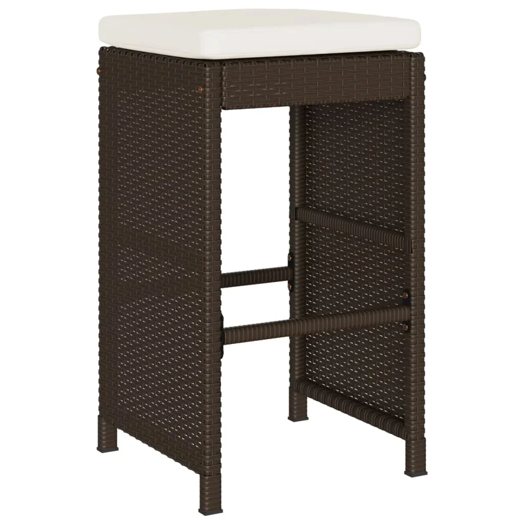 vidaXL Patio Bar Stools with Cushions Pub Chair Seating Poly Rattan garden