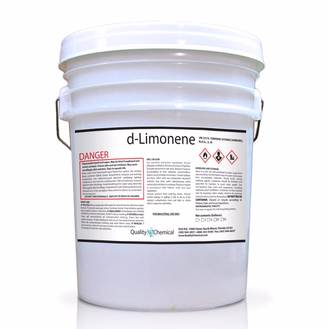 D Limonene / Biodegradable / Citrus Solvent / 5 Gallon Pail