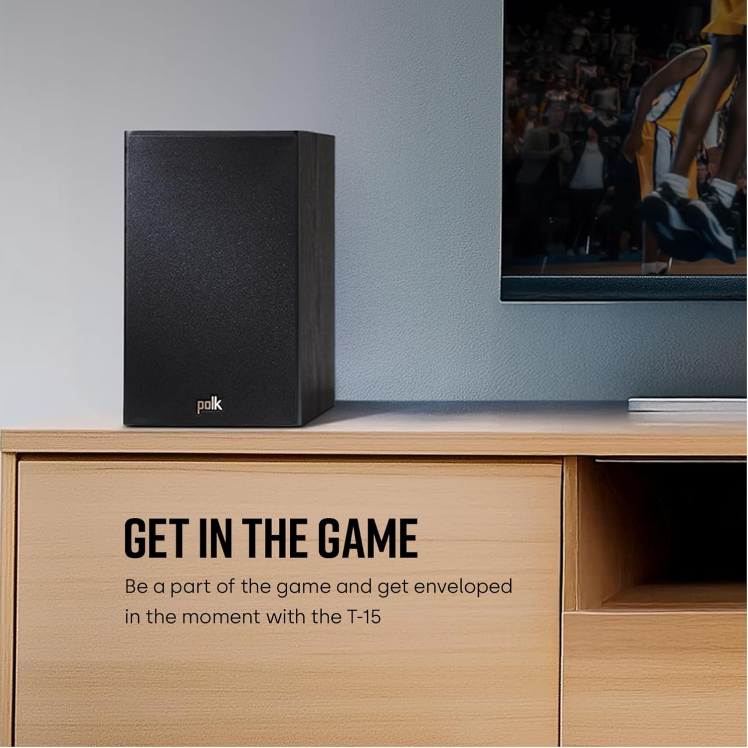 Polk Audio T15 Home Theater and Stereo Bookshelf Speakers – Deep Bass Response  Dolby and DTS Surround  Wall-Mountable  Pair  Black