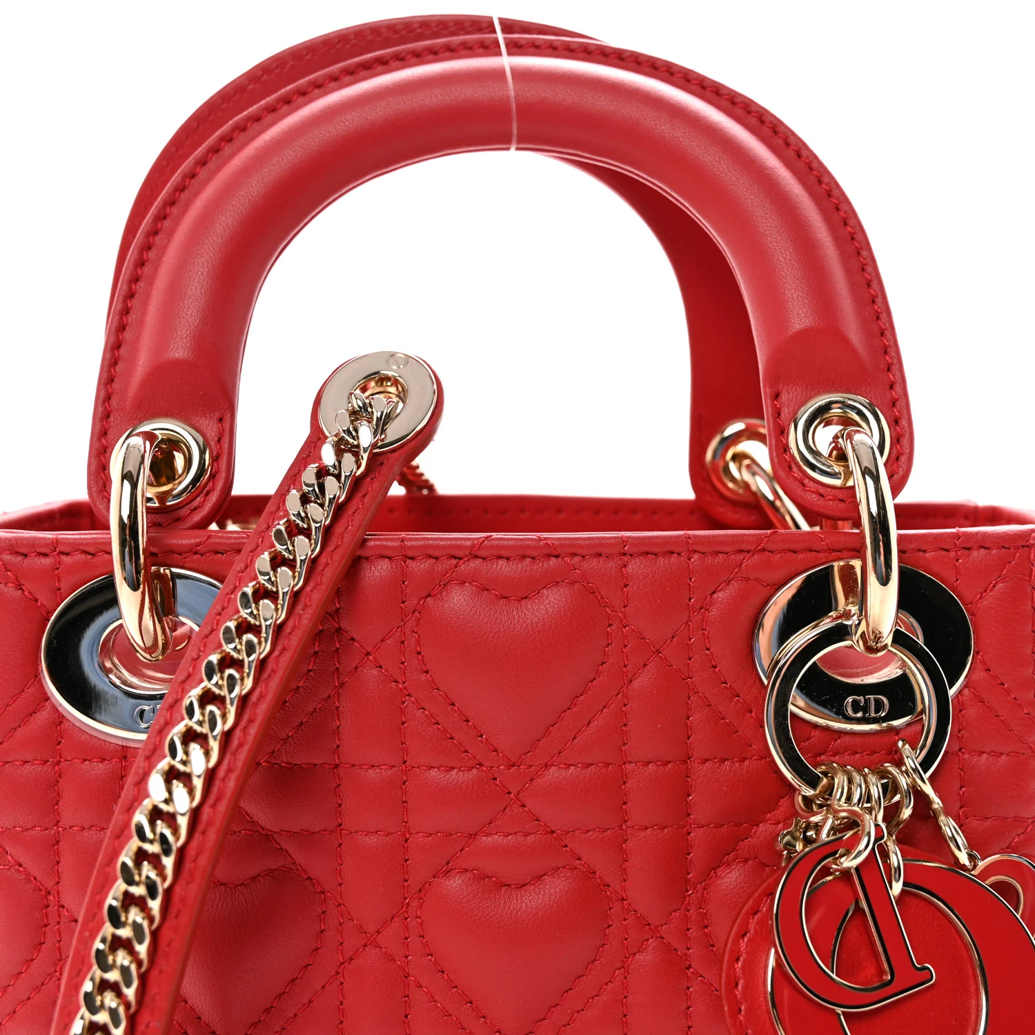 Calfskin Cannage Dioramour Mini Lady Dior Bag Bright Red