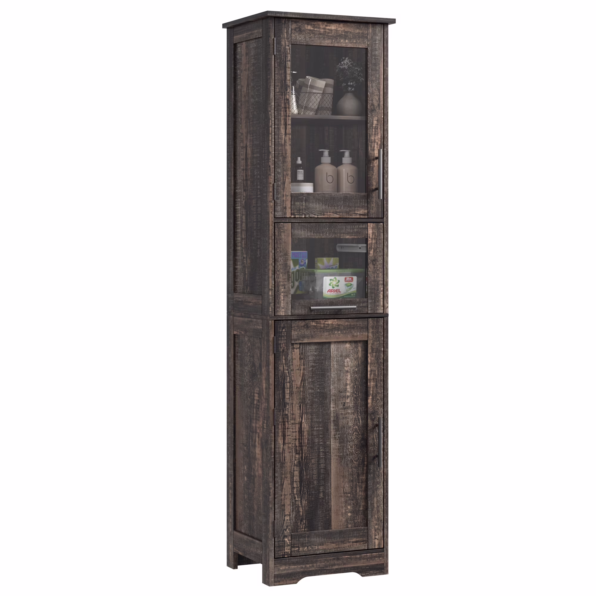 Bathroom Cabinet, Tall Storage Cabinet with Doors and Adjustable Shelf, Freestanding Floor Pantry Cabinet for Kitchen, Living Room, Laundry Room, Home Office(Single row/white) - Image 3
