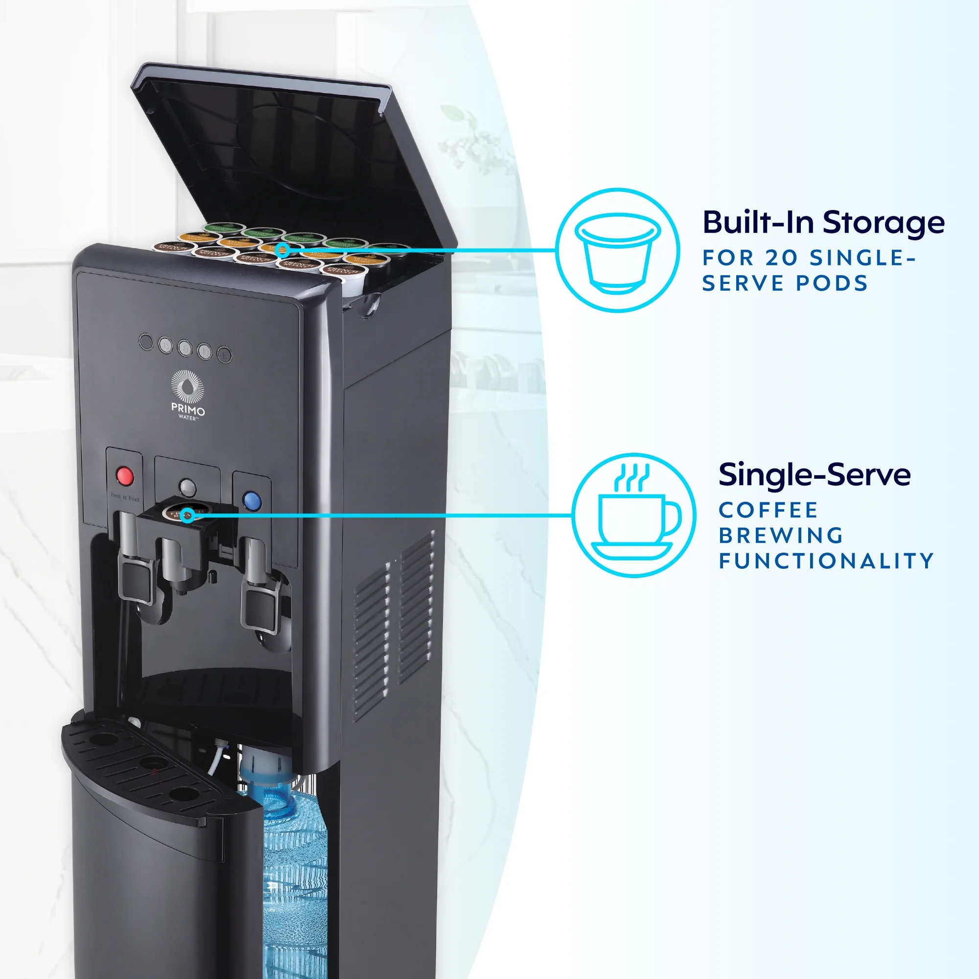 Bottom Loading Pro 2 Temp Water Dispenser with Single-Serve Coffee Maker, Black(Black) - Image 6