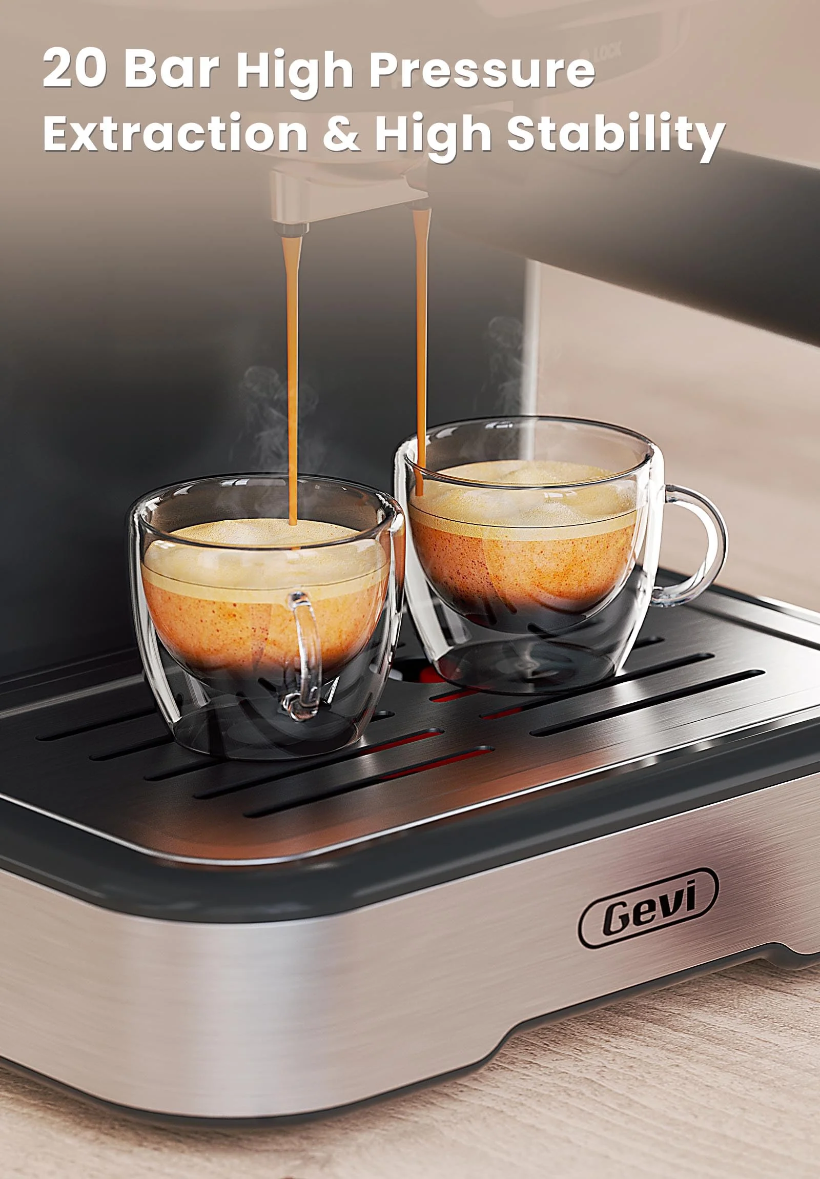 Gevi Espresso Machine with Milk Frother Steam Wand
