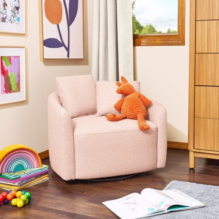 Beautiful Drew Kids Accent Chair, Cornflower Bouclé Fabric(Cornflower Blue) Image 3