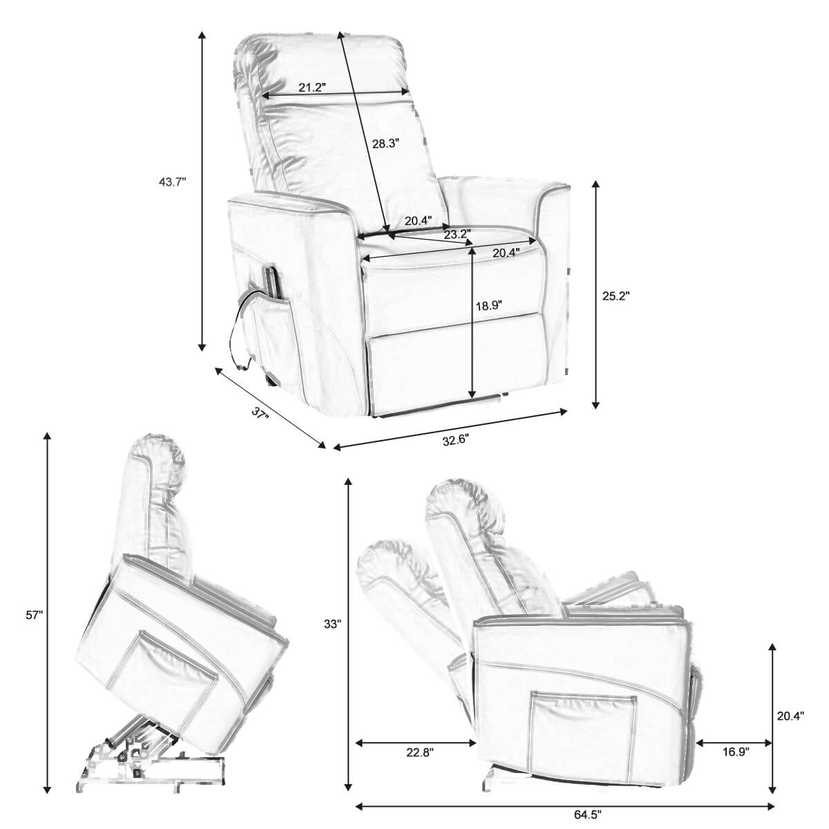 Fauteuil releveur électrique Soulout 8022 avec massage par pétrissage