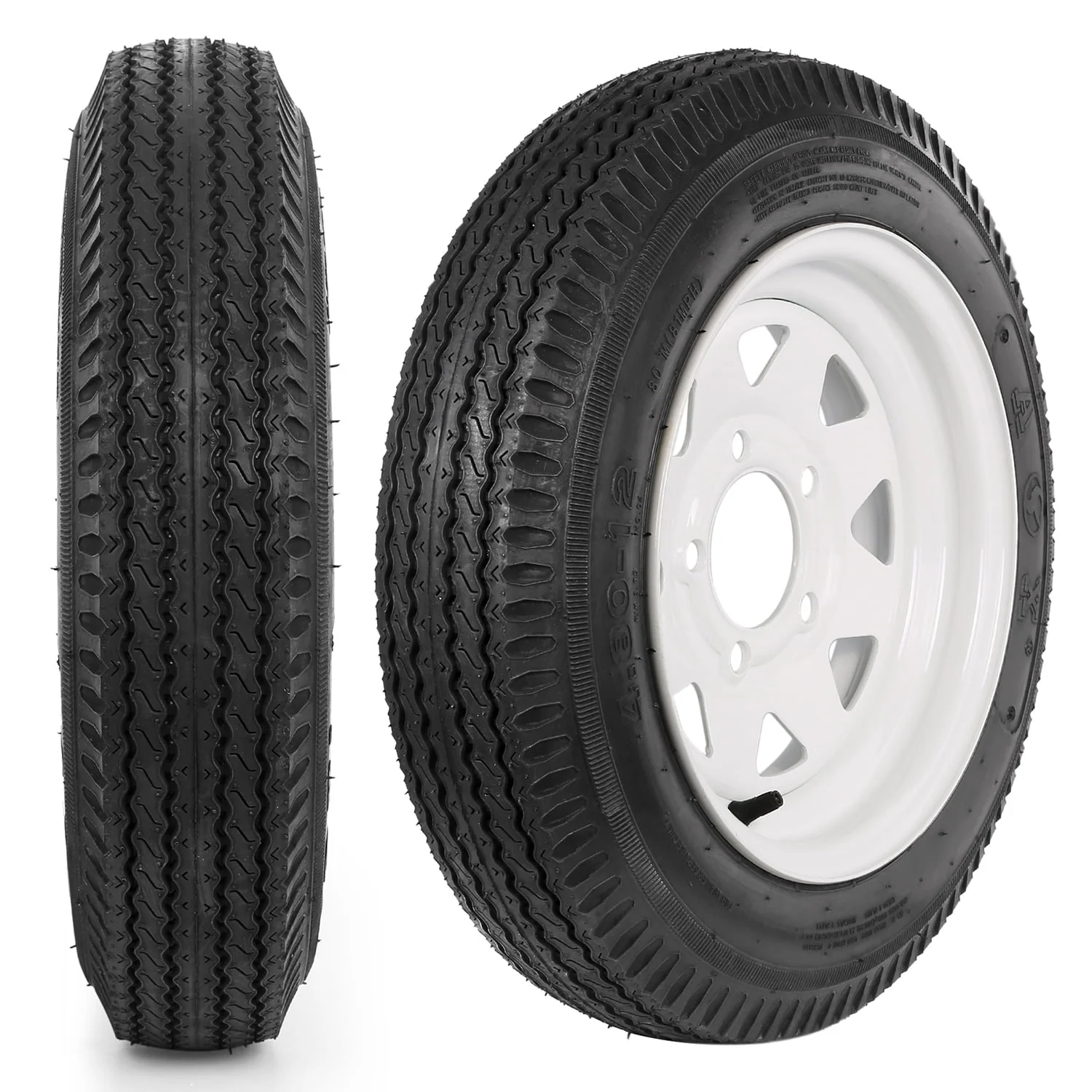 4 80 12 4 80x12 480 12 4 8 12 Trailer Tires with Rims, 5 Lug 6PR Load Range C, Set of 2 Image 5