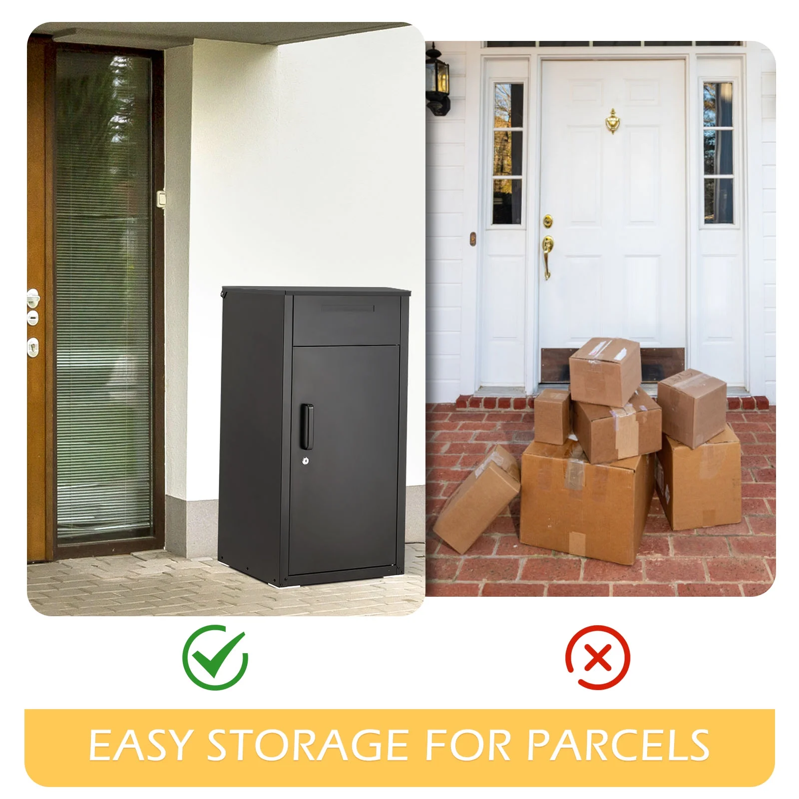 Package Delivery Boxes for Outside Parcel Drop Box Outdoor Storage Box Wall Mounted Express Mail Package Delivery Box 17" x 16" x 38.3" Black(Black/Large) - Image 3