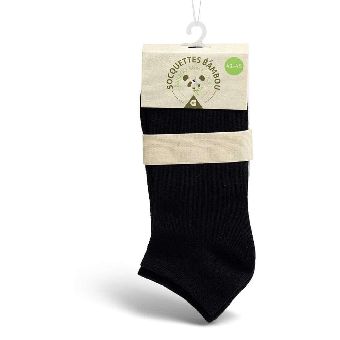 Lot de 2 paires de socquettes 41/45 en fibre de bambou noir