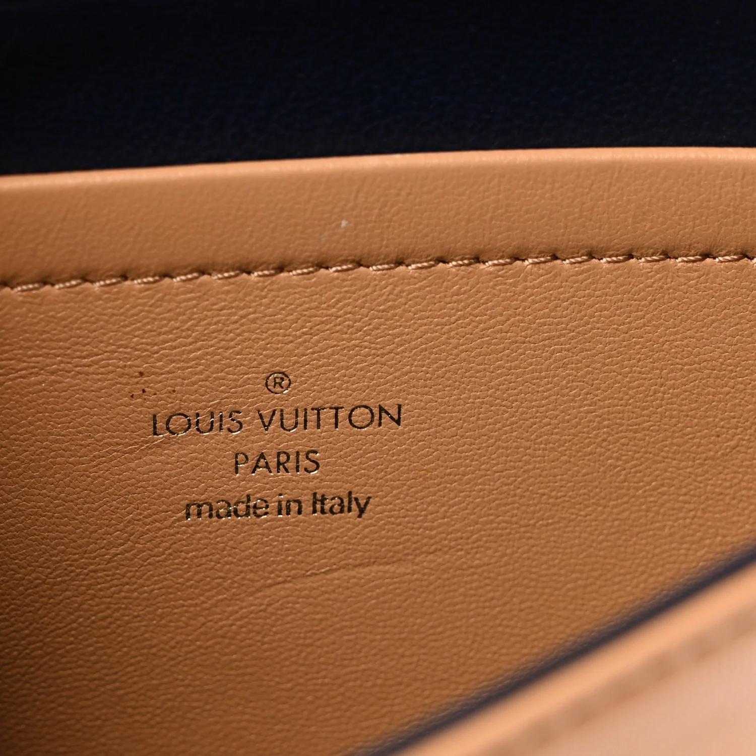 Lambskin Embossed Monogram Pochette Coussin Camel