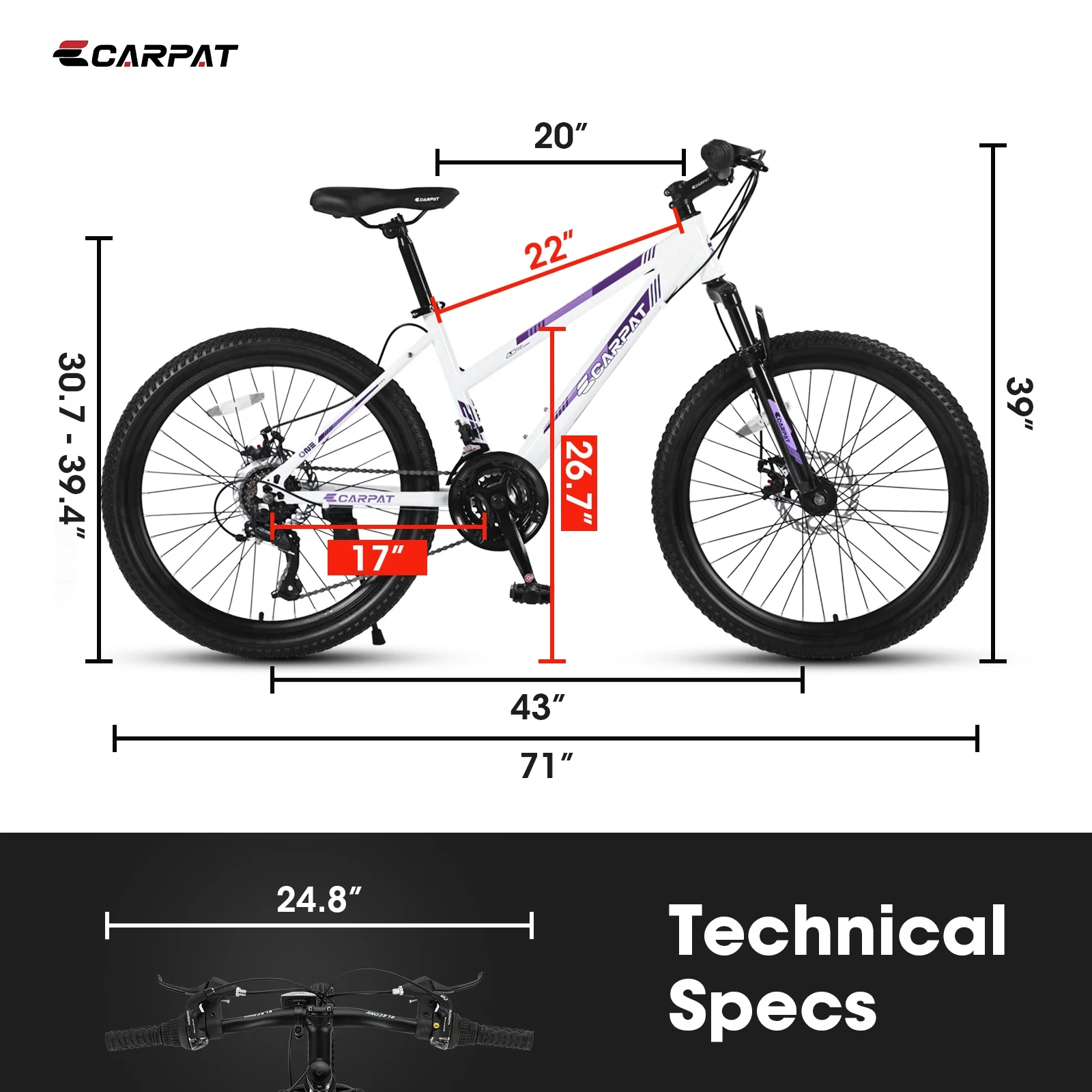 26-Inch Women's Mountain Bike for Youth and Adults, Featuring 21-Speed Shifter and Dual Hand Brakes, White(Classic Bike(White)) - Image 9