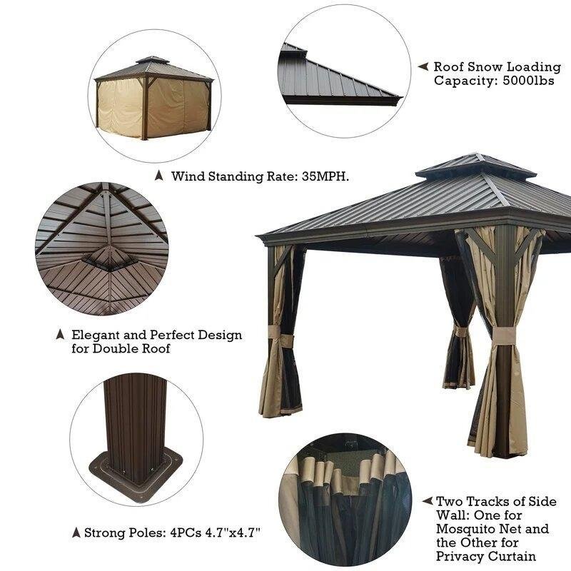 Gazebo de patio en aluminium Alexander 12 pi L x 12 pi P