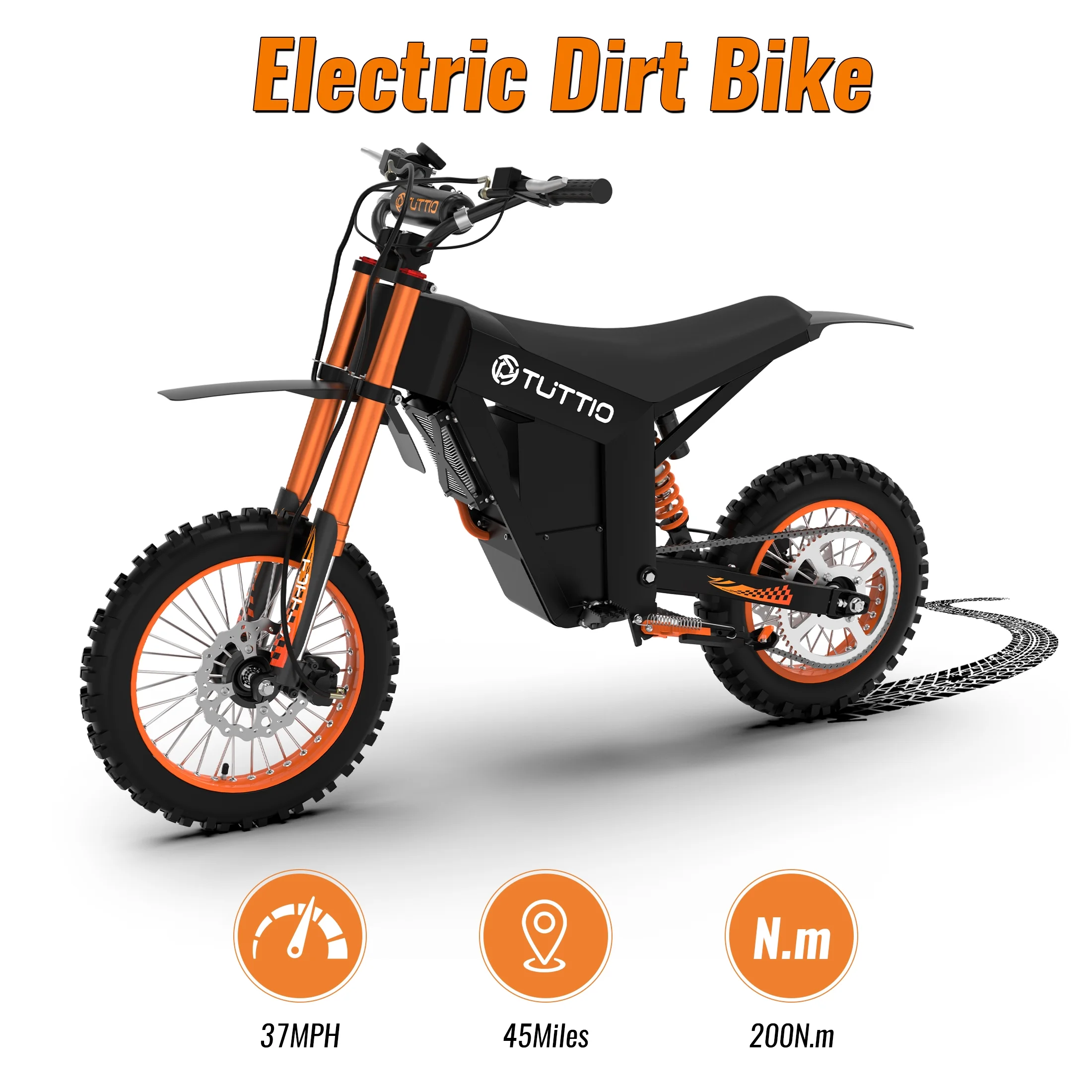 TUTTIO Soleil01 Electric Dirt Bike for Adults, 48V 21ah 200n.m, 2000W Motor, Max 37mph, Maximum Range 45 Miles, Dirt Bikes
