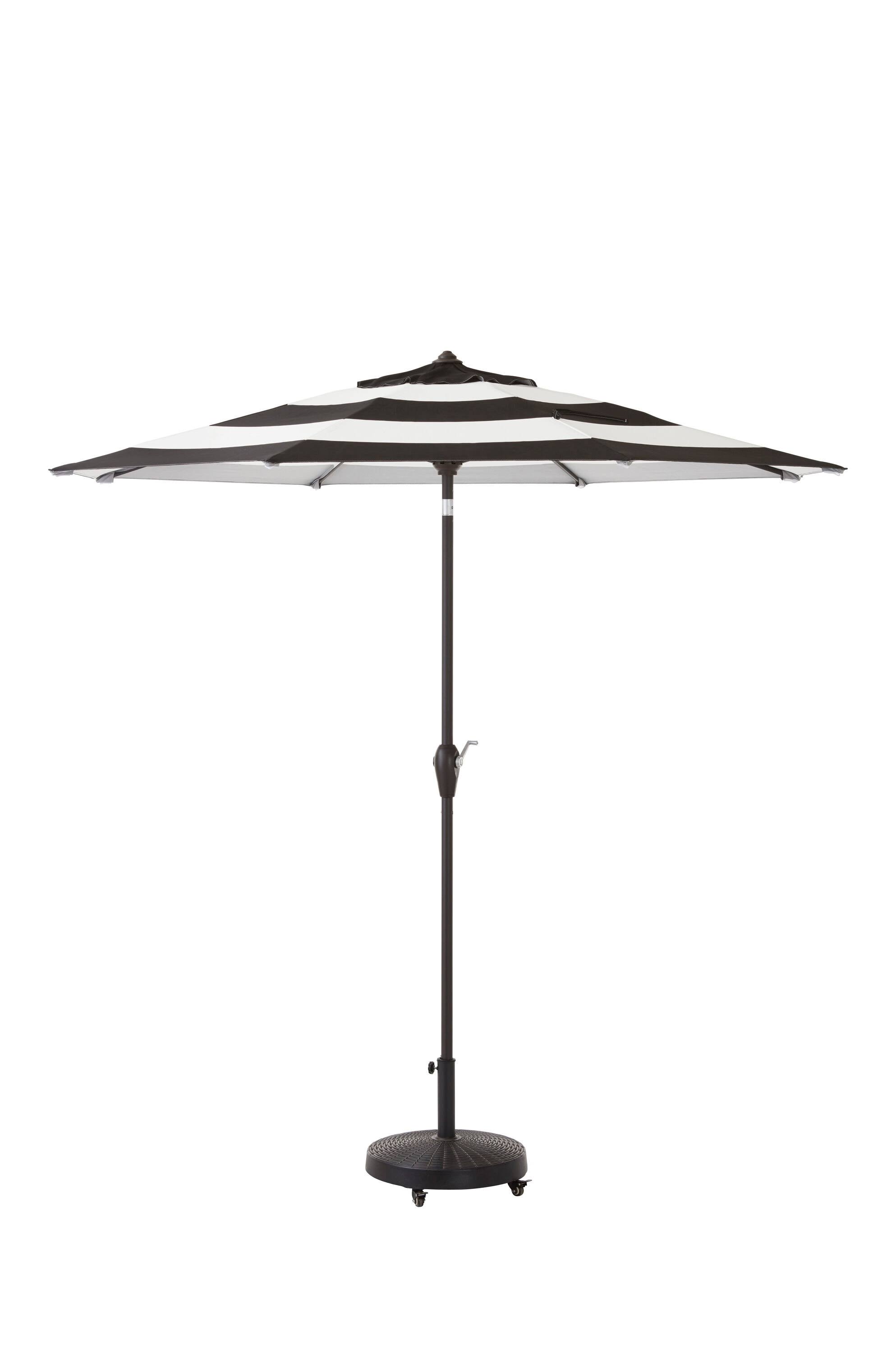 Allen + Roth 9-ft Black and White Stripe Auto-Tilt Market Patio Umbrella
