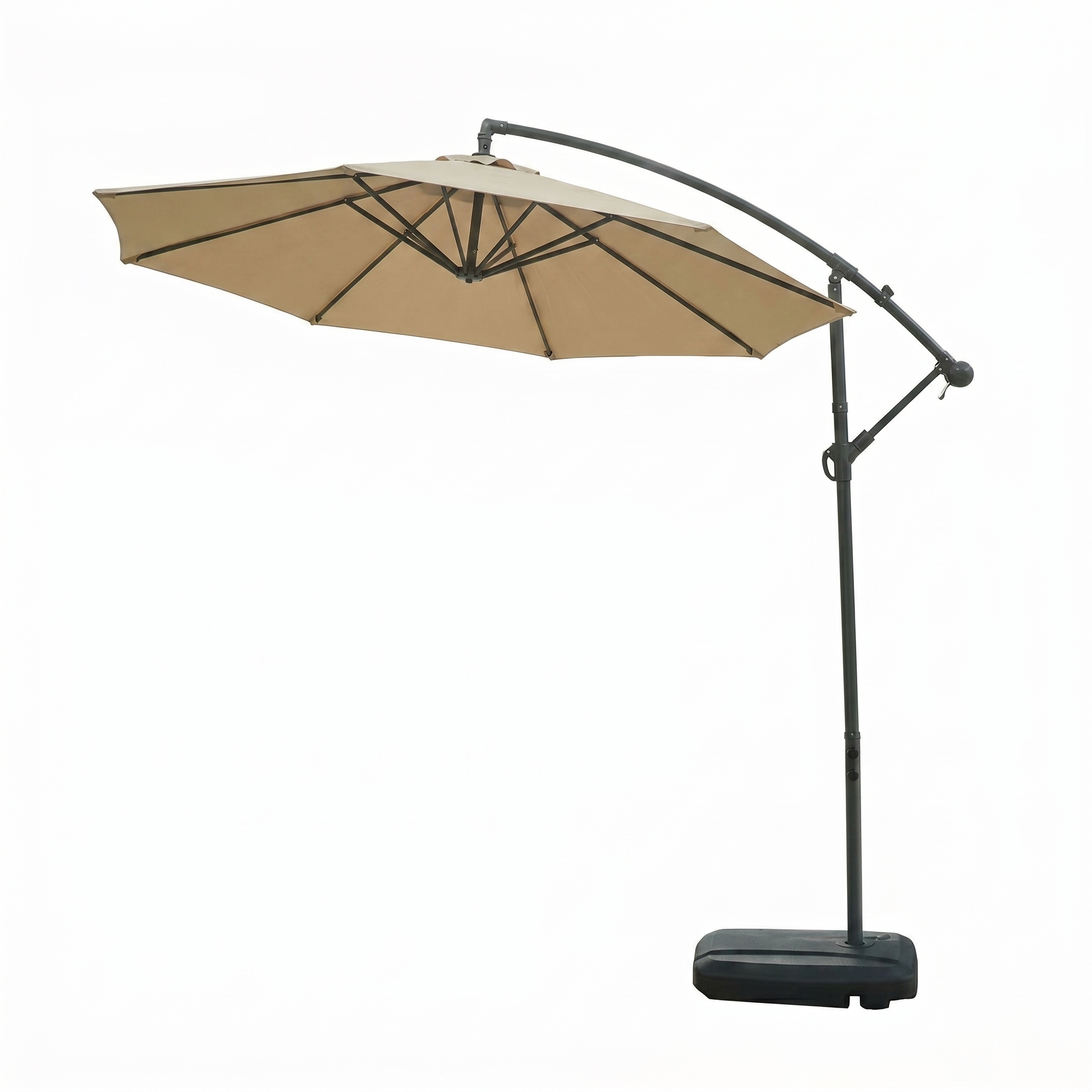 3M Modern Iron 8 Ribs Cantilever Parasol Foldable Manual Tilting Waterproof Sun Rain Cover Outdoor Park Patio Umbrella
