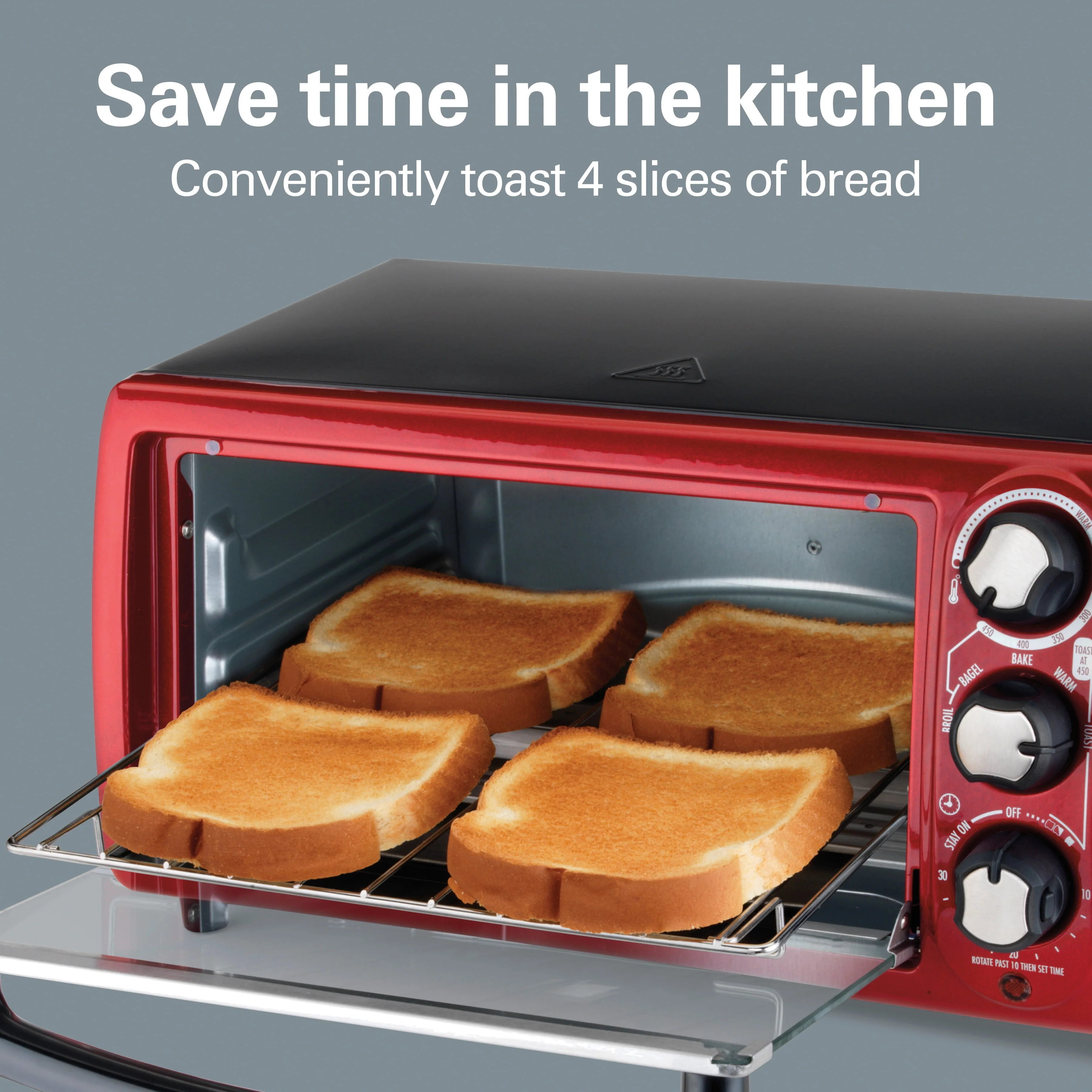 Hamilton Beach Toaster Oven, Red with Gray Accents, 31146 Image 4