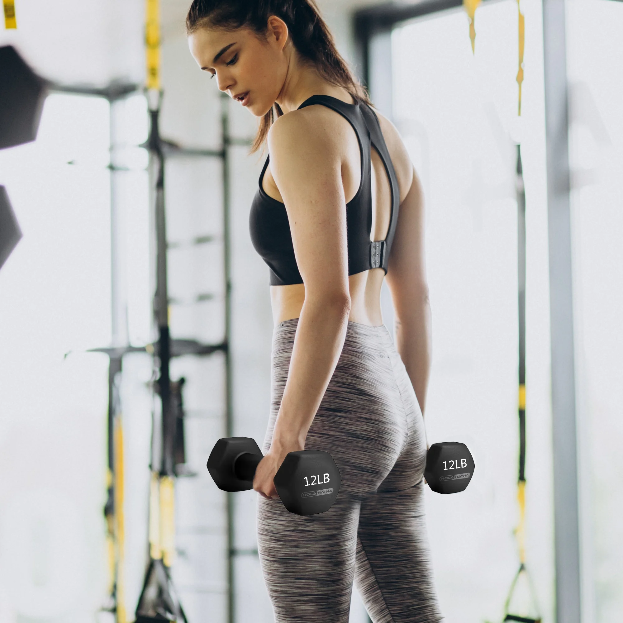 Holahatha Neoprene Dumbbell Weight Set with Rack (Black), 112.5 lb