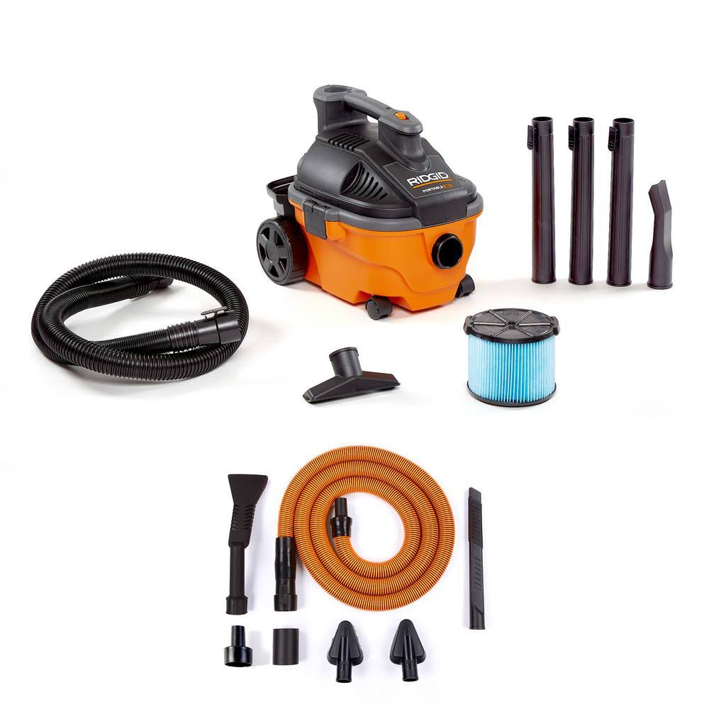 Ridgid 4 gal. 5.0-Peak HP Portable Wet/Dry Shop Vacuum with Filter, Hose, Accessories and Premium Car Cleaning Kit