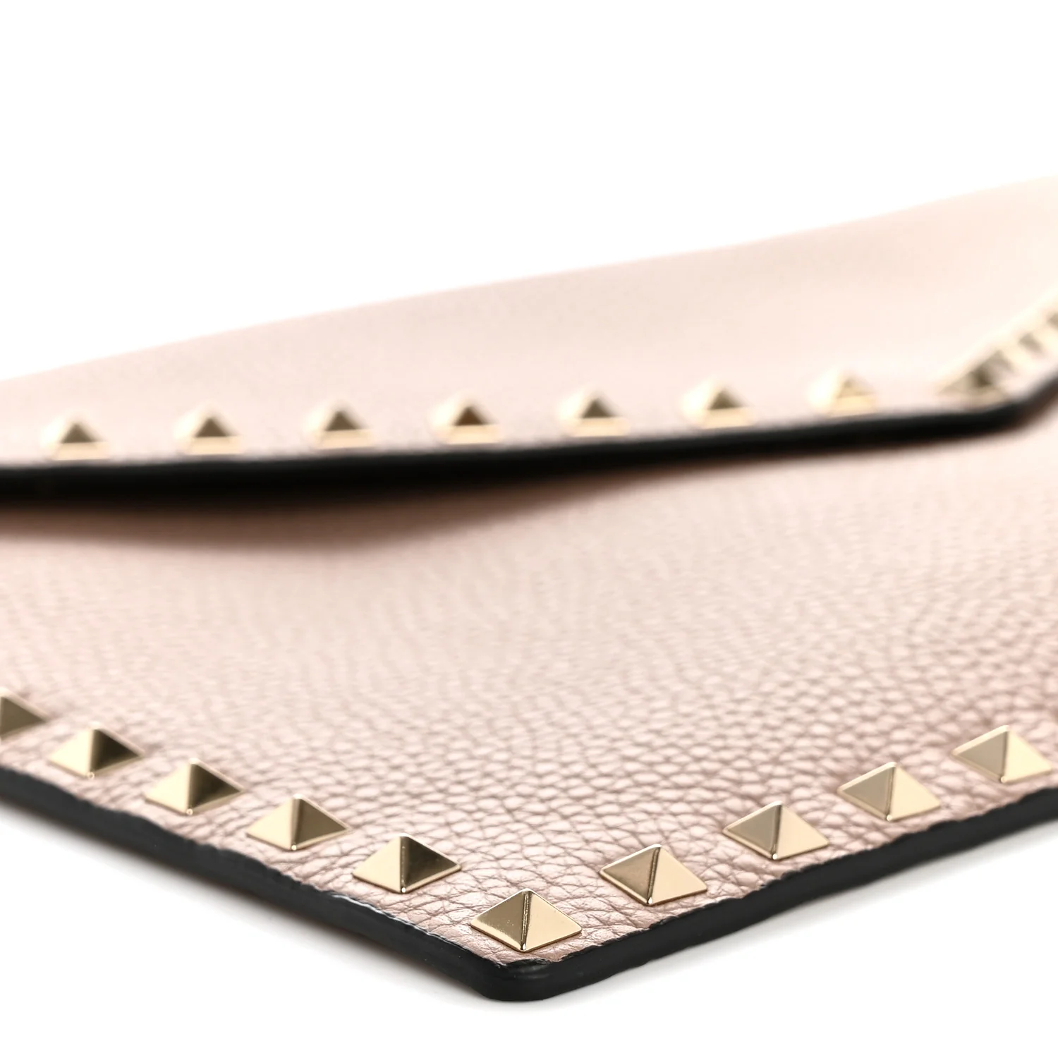 Vitello Medium Rockstud Envelope Flat Wristlet Pouch Poudre