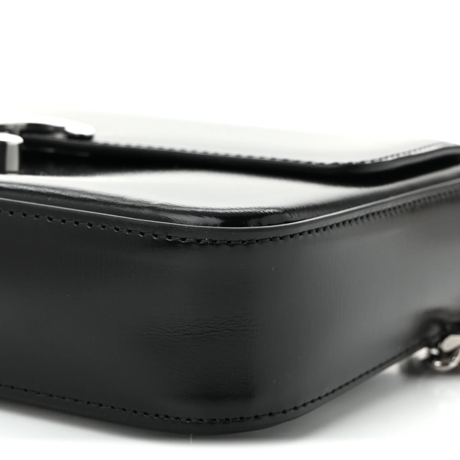 Shiny Calfskin Triomphe Chain Shoulder Bag Black