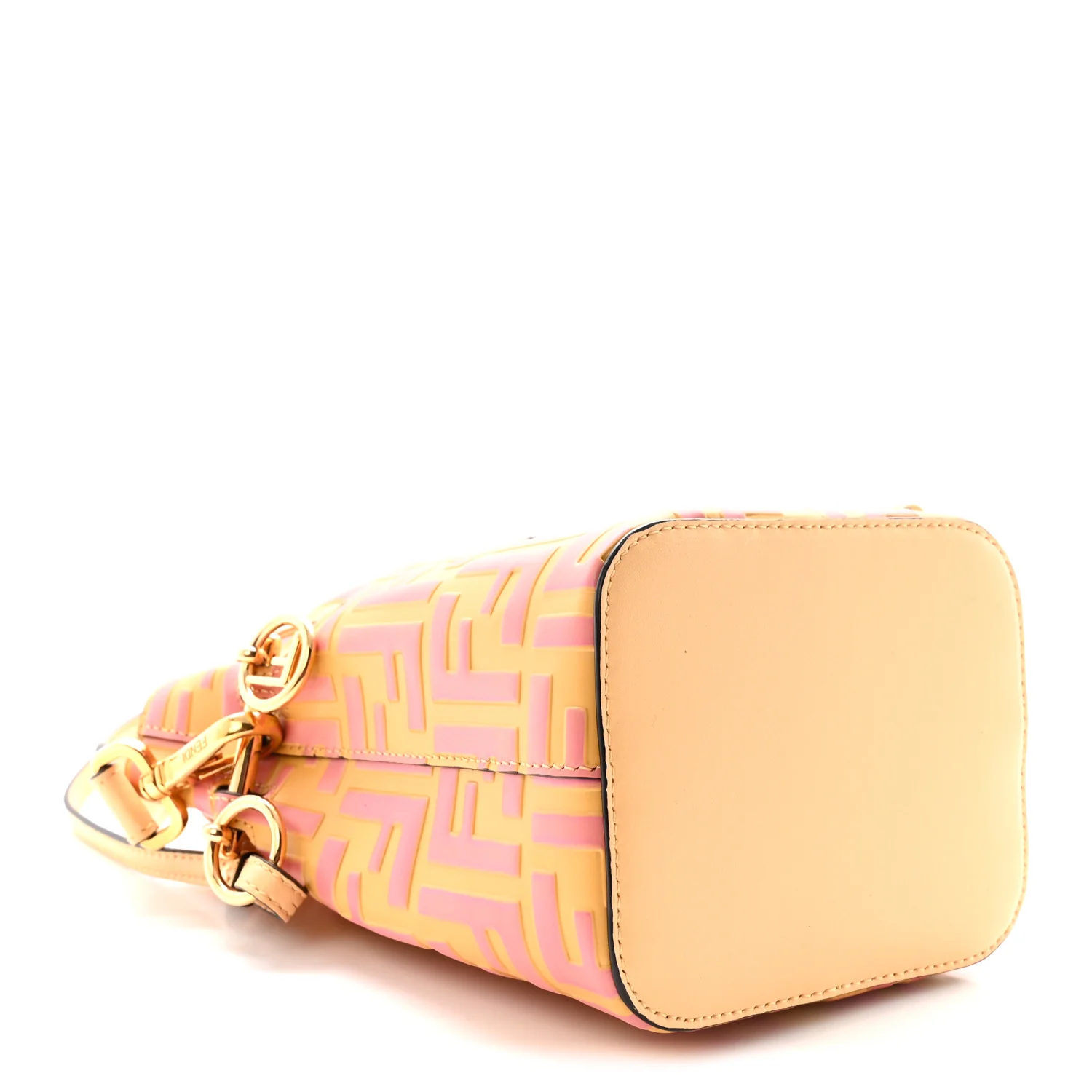 Vitello Liberty F is Fendi Bi-Color FF 1974 Embossed Mini Mon Tresor Bucket Bag Savana Lollypop
