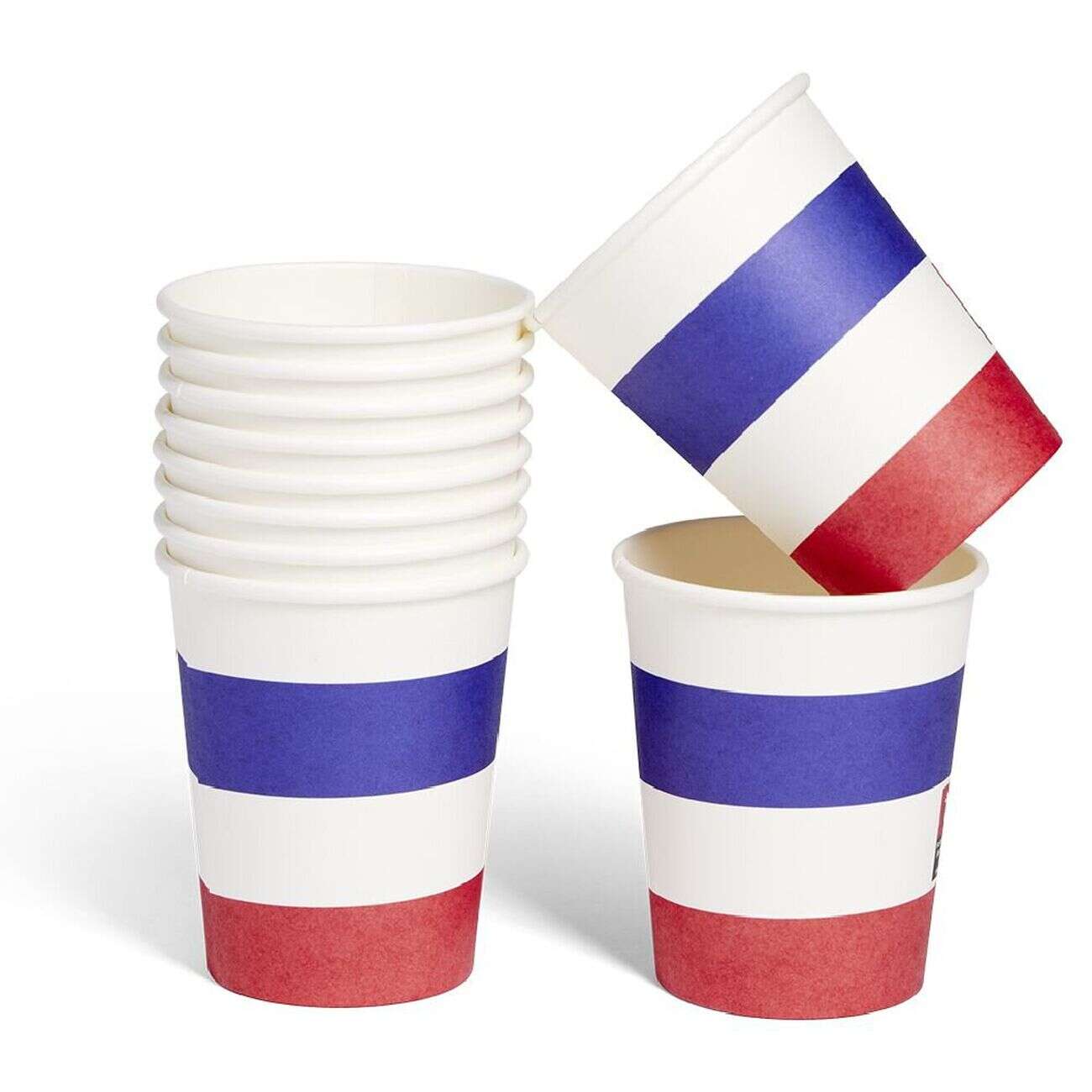 Lot de 10 verres Happy Party papier bleu blanc rouge