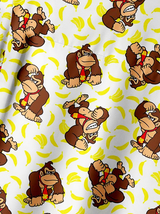 Chemise décontractée à manches courtes avec poche poitrine singe