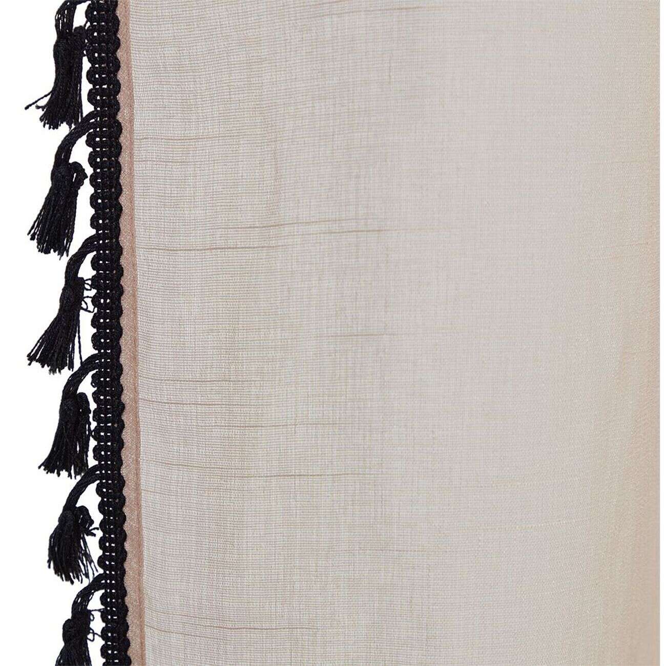 Voilage polyester 140x240cm bordure pompons noir