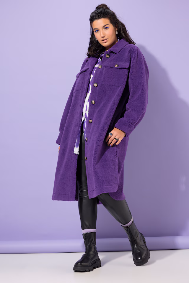 Purple Oversized Teddy Fleece Coat